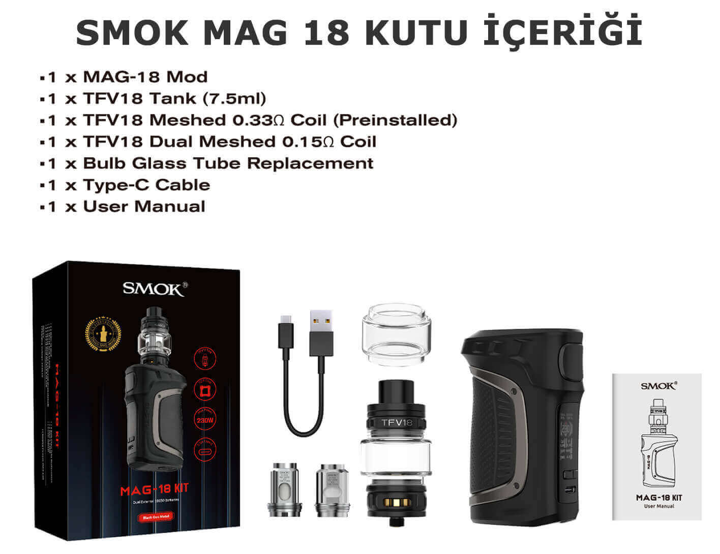 Smok Mag 18 Kutu İçeriği